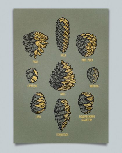 Zapfen - Gold schattiert (Natural Green, A4)